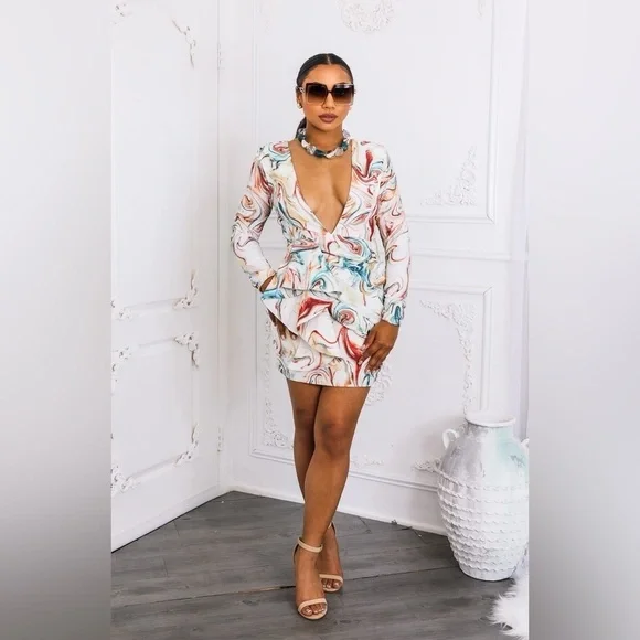 Elegant Multicolor Swirl Dress - Picture 2 of 5